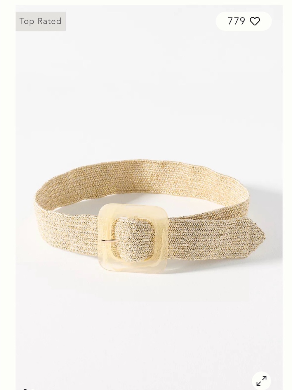 Anthropologie Natural Straw-Weave Belt with Translucent Resin Buckle - Beige